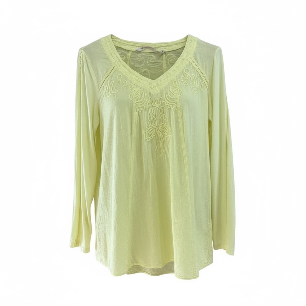 Soft Surroundings Top Embroidered Long Sleeve Sz M